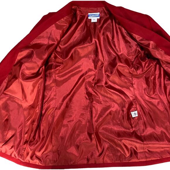 Vintage Pendleton Wool Blazer Single Breasted Button Down Pockets Red Womens 14 - Picture 8 of 12